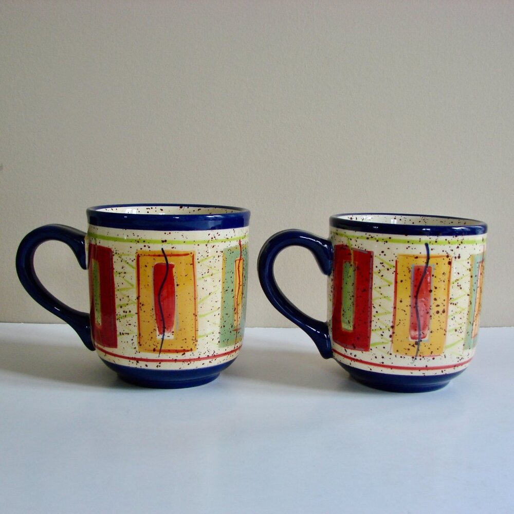 Pfaltzgraff Set of 2 Coffee Mugs Sedona Colourful Splatter Oversized Large - Picture 3 of 10